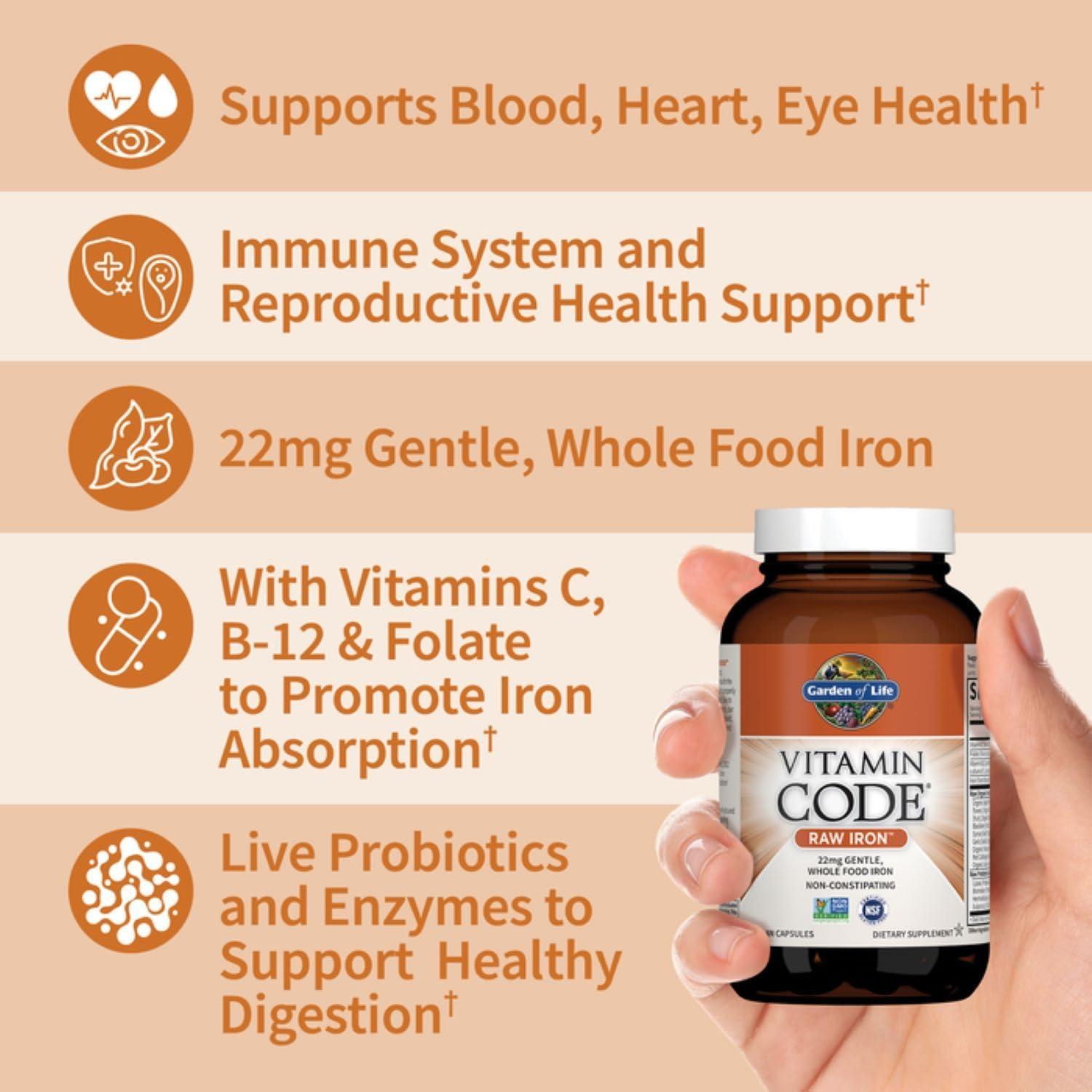 image:imageGarden of Life Womens Bundle Organics Once Daily Multivitamin Vitamin Code Raw Iron 22mg Organic Ashwagandha with Probiotics amp Ginger for Energy Stress Mood Support Vegan Tablets amp CapsulesWomens Bundle
