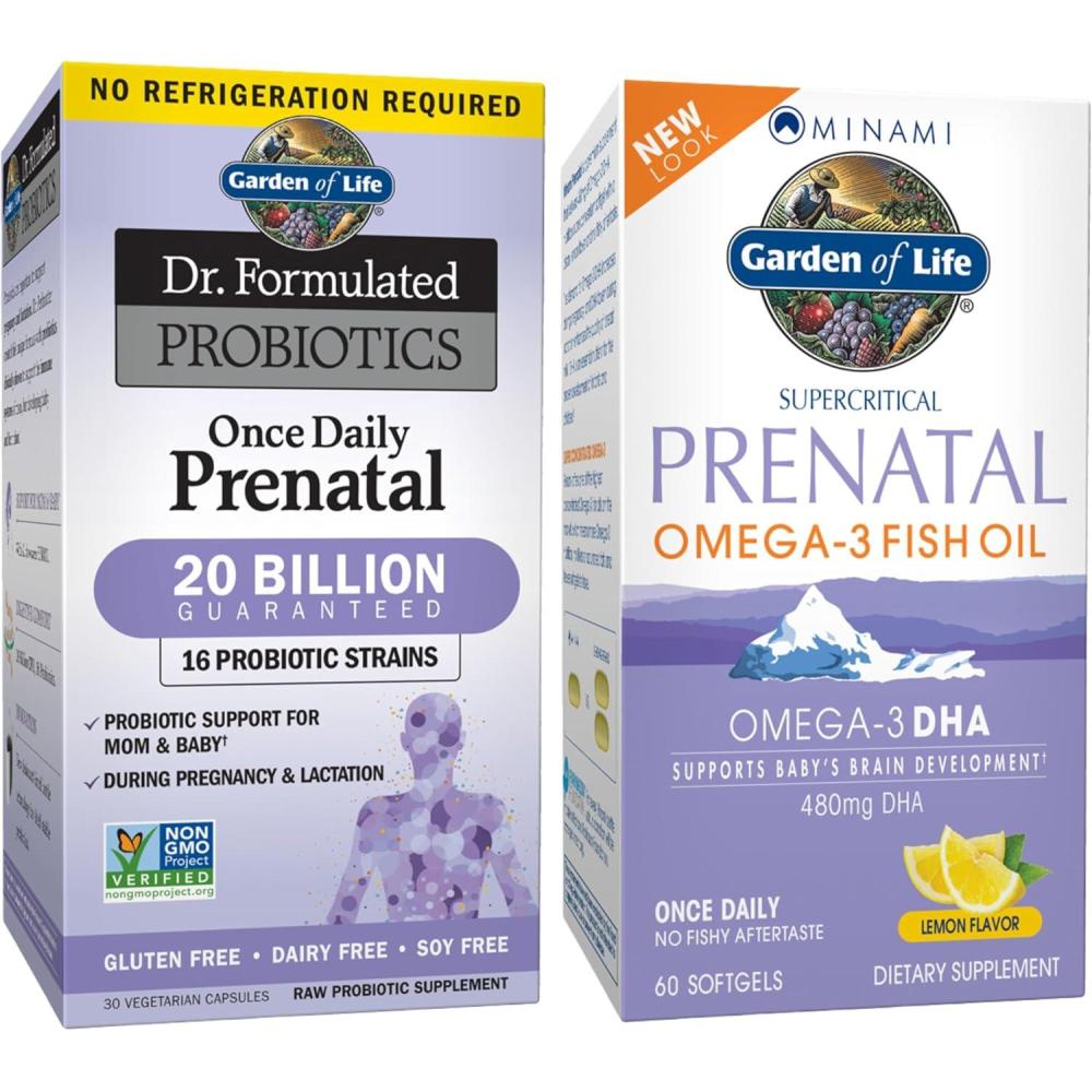 image:imageGarden of Life Prenatal Support Bundle  Minami Prenatal DHA Omega 3 Fish Oil 60 Softgels  Dr Formulated Once Daily Prenatal Probiotics for Mom amp Baby 30 Caps Gluten Dairy amp Soy Free