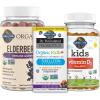 Garden of Life Immune Support Bundle: Organics Elderberry Echinacea, Zinc Gummies 120 Count + Dr Formulated Kids Probiotics Berry Cherry Shelf Stable 30ct + Kids Vitamin D3 Orange Gummies 60ct