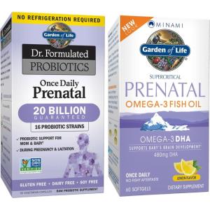 Garden of Life Prenatal Support Bundle – Minami Prenatal DHA Omega 3 Fish Oil (60 Softgels) + Dr. Formulated Once Daily Prenatal Probiotics for Mom & Baby (30 Caps), Gluten, Dairy & Soy Free