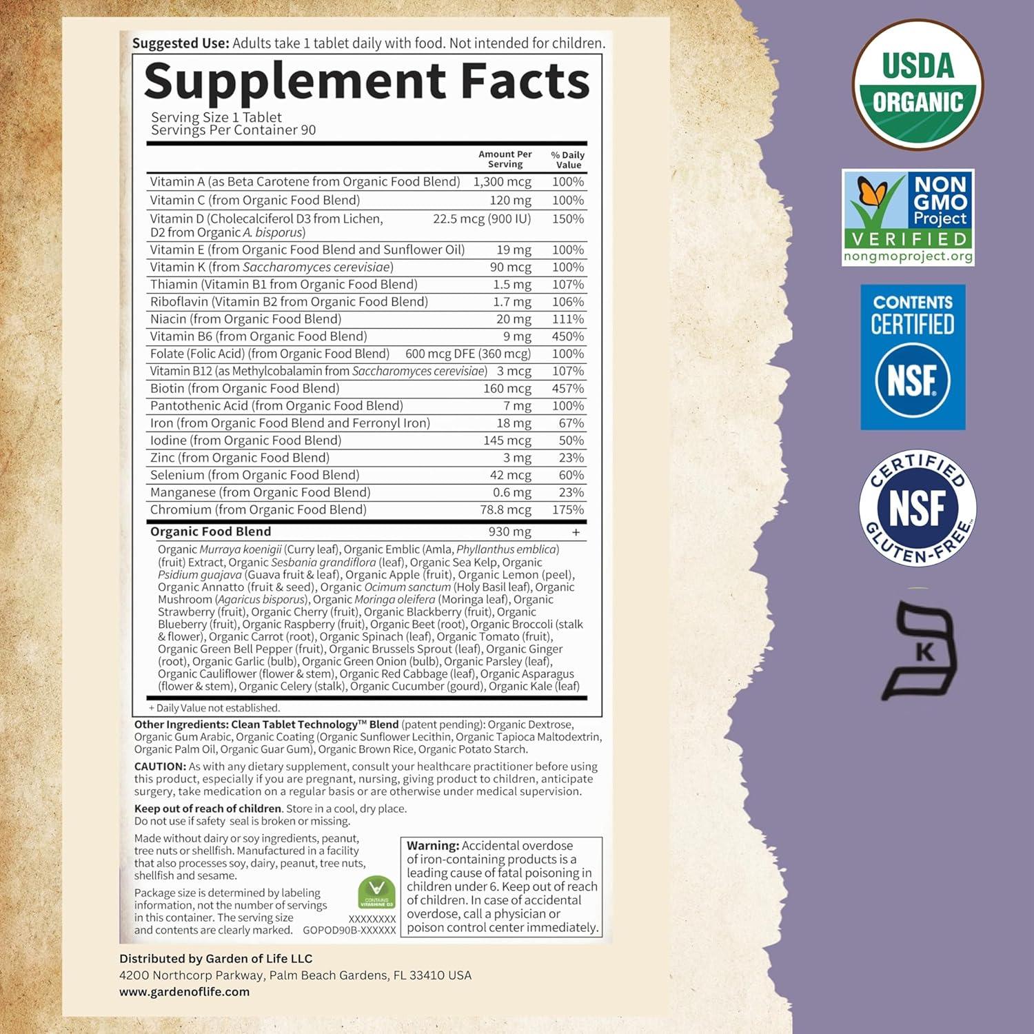 image:imageGarden of Life Organics Prenatal Vitamin Folate for Energy amp Healthy Fetal Development Nonconstipating Iron Vitamin C B6 B12 D3 Organic NonGMO GlutenFree Vegan 30 Day Supply90 Count Pack of 2