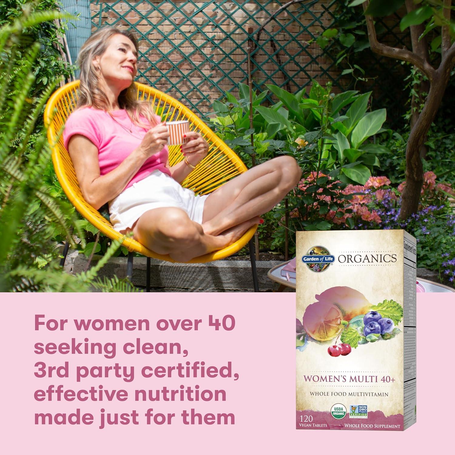 image:imageGarden of Life Organics Vitamins for Women 40 60 Tablets Womens Multi 40 Vegan Vitamins for Women Over 40 Hormone amp Breast Health Support Blend Whole Food Womens Multivitamin120 Count Pack of 1
