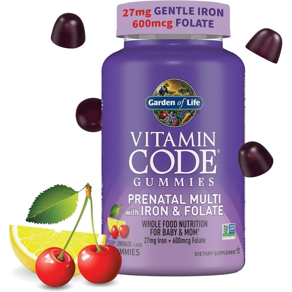 image:imageEssential Prenatal Gummy Vitamins for Women with Iron Folate Biotin D3 amp B12  Probiotics for Digestion Vitamin Code Multivitamin NonGMO GlutenFree 90 Cherry Lemonade Gummies 30 Day Supply90 Count Pack of 1