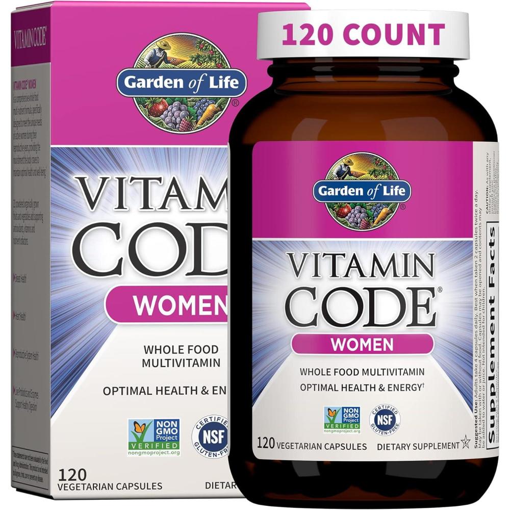 image:imageGarden of Life Multivitamin for Women Vitamin Code Womens Multi Whole Food Womens Multi Vitamins Iron Folate not Folic Acid Vitamin A and Probiotics for Womens Energy 120 Vegetarian Capsules