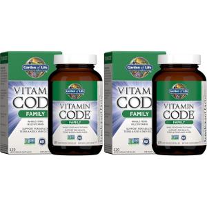 Garden of Life Multivitamin for Women, Men & Kids Age 6 and up, Vitamin Code Family Multi – 120 Vegetarian Capsules, Whole Food Vitamins, Food Blend & Probiotics, Gluten Free Dietary Supplements(120 Count (Pack of 2))