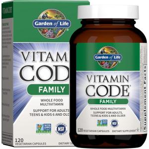 Garden of Life Multivitamin for Women, Men & Kids Age 6 and up, Vitamin Code Family Multi – 120 Vegetarian Capsules, Whole Food Vitamins, Food Blend & Probiotics, Gluten Free Dietary Supplements(120 Count (Pack of 1))