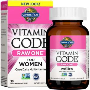 Garden of Life Multivitamin for Women, Vitamin Code Raw One for Women, Once Daily Women’s Multi – 30 Capsules, One a Day Vitamins Whole Food Iron, Probiotics for Womens Health, Gluten Free Vegetarian(30 Count (Pack of 1))
