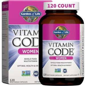 Garden of Life Multivitamin for Women, Vitamin Code Women’s Multi – Whole Food Womens Multi Vitamins, Iron, Folate not Folic Acid, Vitamin A and Probiotics for Womens Energy, 120 Vegetarian Capsules