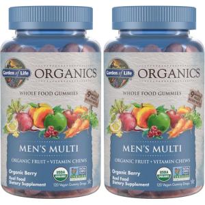 Garden of Life Organics Men’s Gummy Vitamins – Berry – Certified Organic, Non-GMO, Vegan, Kosher Complete Multi – Methyl B12, C & D3 – Gluten, Soy & Dairy Free, 120 Real Fruit Chew Gummies(120 Count (Pack of 2))