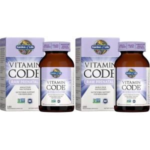 Garden of Life Prenatal Multivitamin for Women with Iron, Folate & Vitamin C and D3 for Neural Development & Probiotics for Immune Support – Vitamin Code – Non-GMO, Gluten-Free, Kosher, 10 Day Supply(180 Count (Pack of 2))