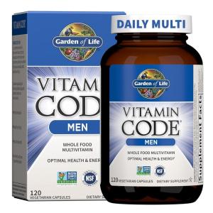 Garden of Life Vitamin Code Whole Food Multivitamin for Men – 120 Capsules, Vitamins for Men, Fruit & Veggie Blend and Probiotics for Energy, Heart, Prostate Health, Vegetarian Mens Multivitamins