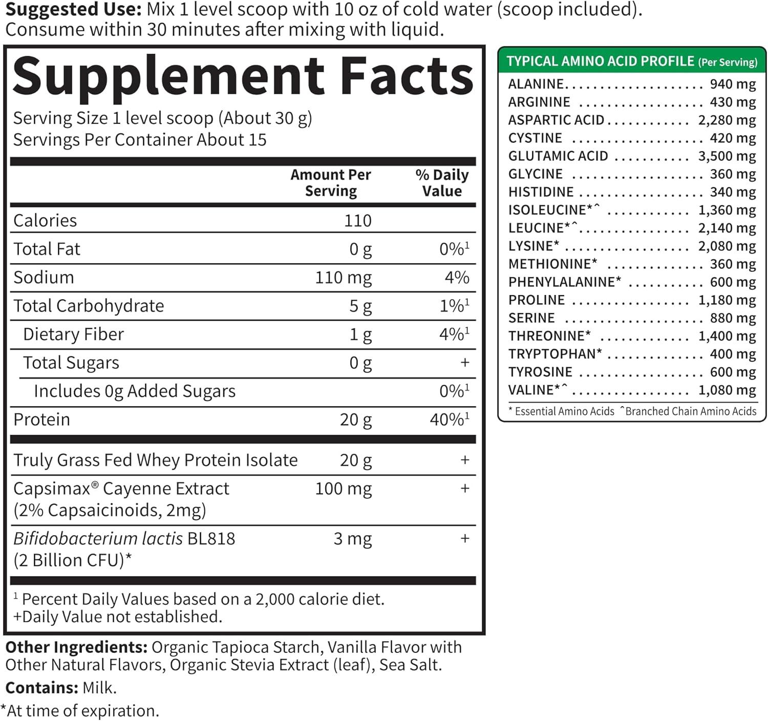 image:imageGarden of Life SPORT Whey Plus Weight Management with Amino Energy 20g of Grass Fed Protein Isolate for Women and Men Vanilla Powder With Capsimax 2 Billion CFU Probiotics About 15 Servings