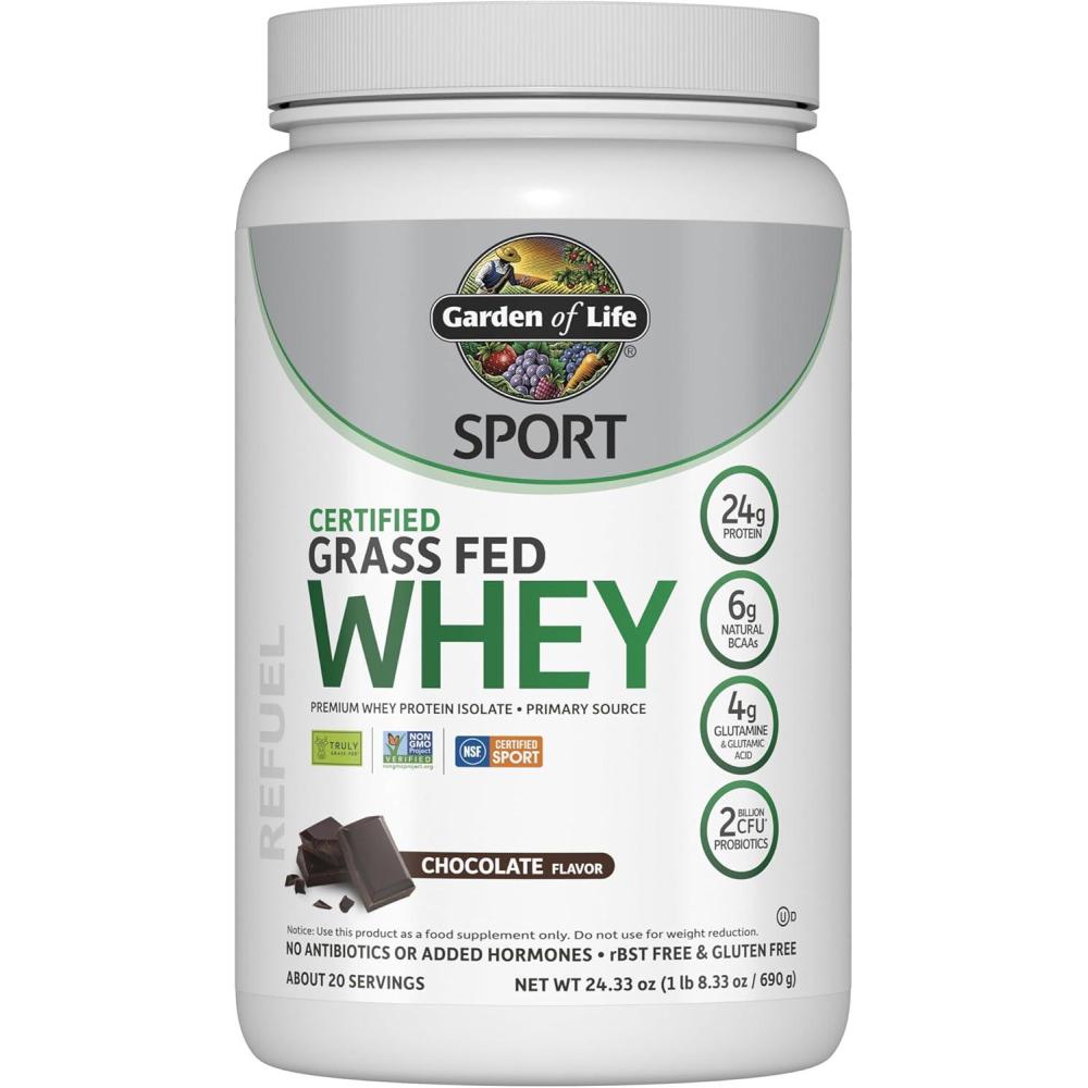 image:imageGarden of Life Sport Grass Fed Whey Protein Powder  24g Whey Protein Isolate for Women amp Men with Probiotics amp Glutamine NonGMO GlutenFree ColdProcessed Vanilla Flavor 20 ServingsChocolate