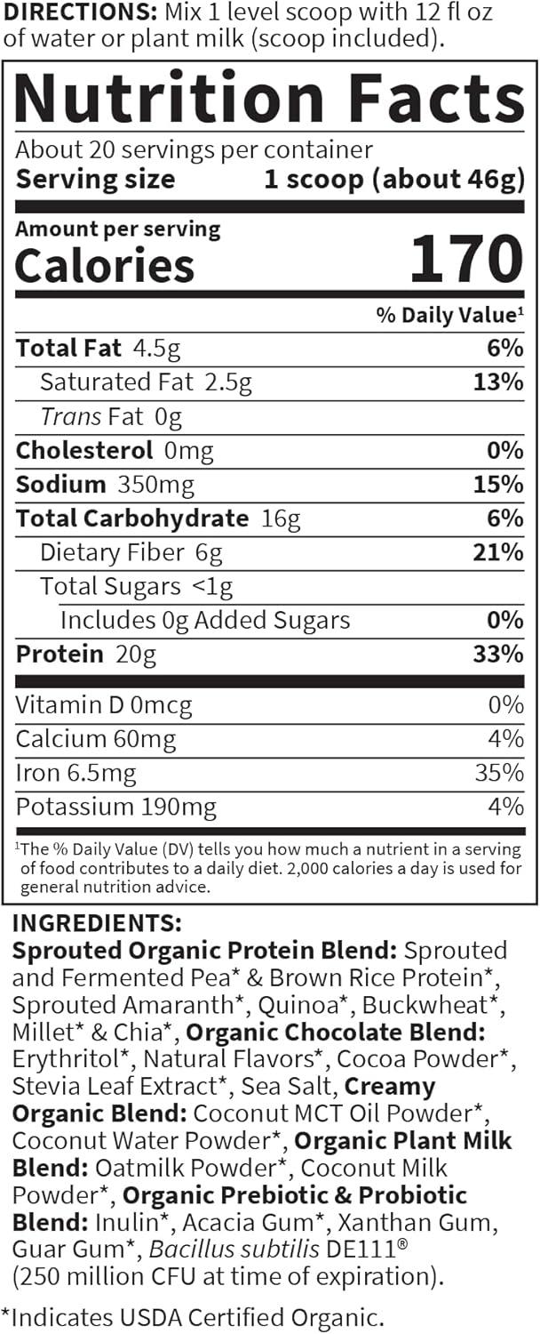 image:imageGarden of Life Creamy Plant Protein Oat Milk Powder Chocolate Flavor Vegan Protein Powder Plant Based Prebiotics amp Probiotics GlutenFree NonGMO Chocolate Brownie Flavor 2 LBSChocolate Brownie