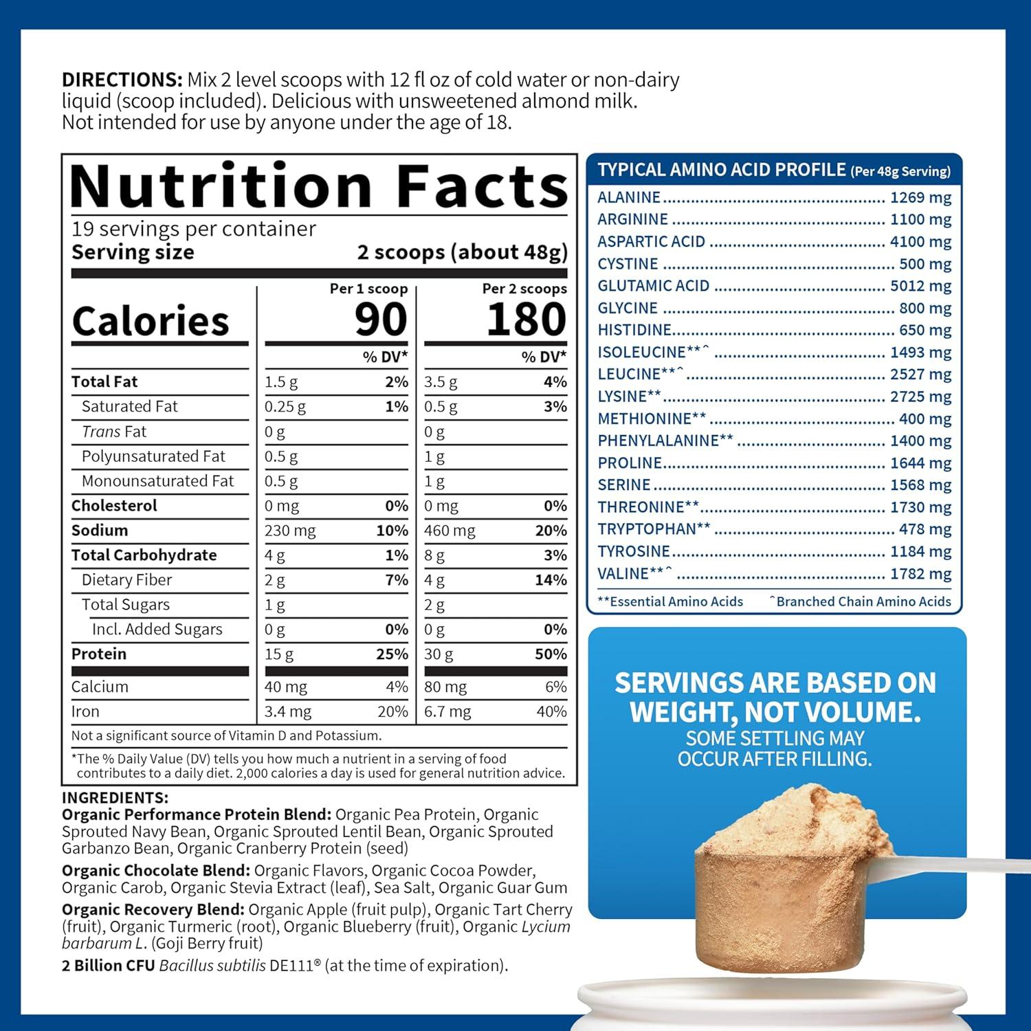 image:imageGarden of Life Organic Vegan Protein Powder with Probiotics BCAAs NSF Certified Gluten Free amp Sport Non GMO Sport Protein Powder 19 Servings ChocolateChocolate