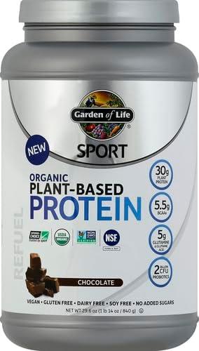 image:imageGarden of Life Organic Vegan Protein Powder with Probiotics BCAAs NSF Certified Gluten Free amp Sport Non GMO Sport Protein Powder 19 Servings ChocolateChocolate