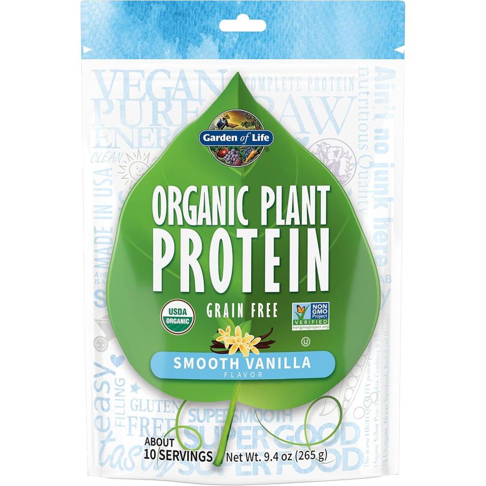 image:imageGarden of Life Organic Plant Protein Vanilla Flavor Protein Powder with Probiotics amp Enzymes  Plant Based Powder Amino Acids NonGMO GrainFree GlutenFree Vegan 10 Servings