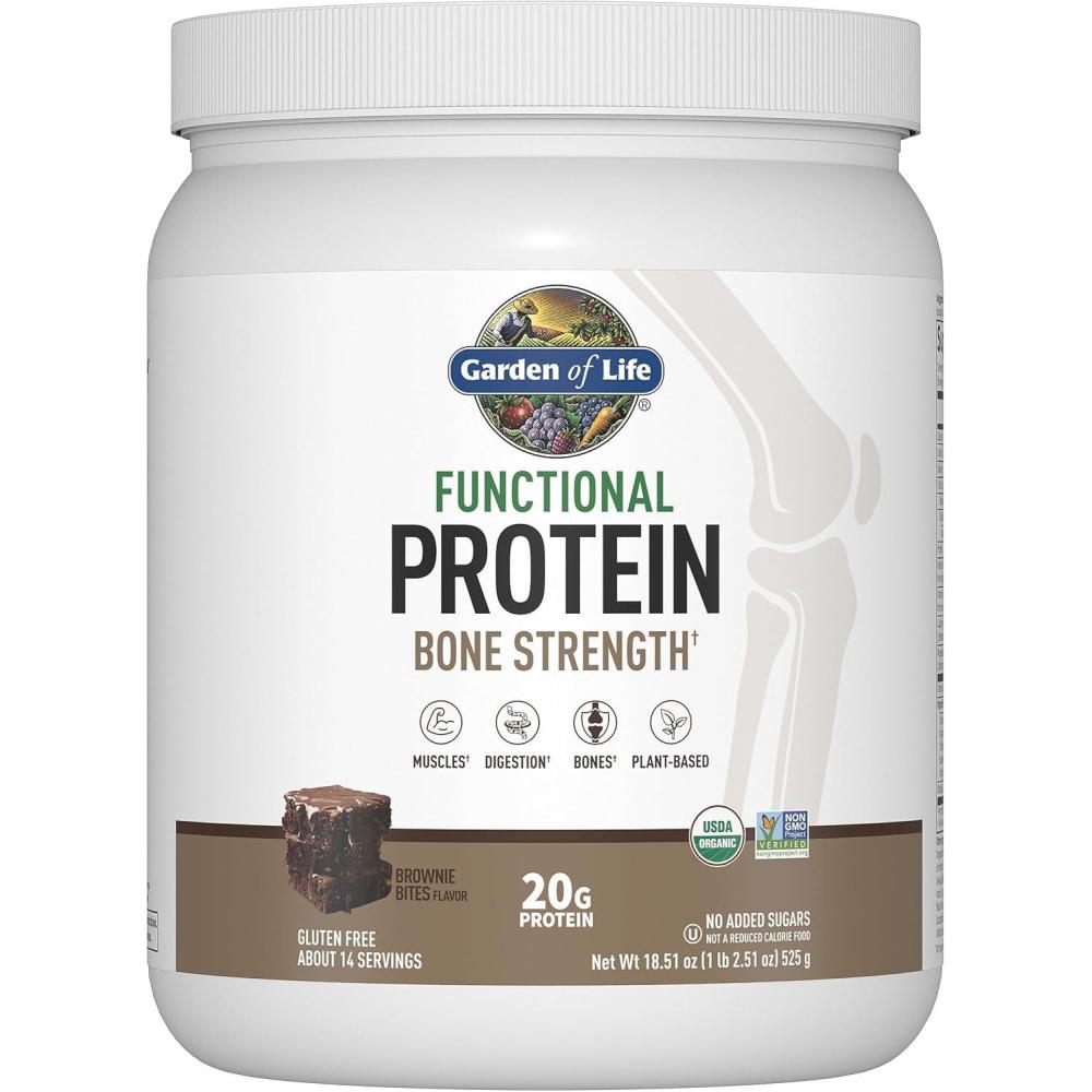 image:imageGarden of Life Organic Vegan Protein Powder 20g Plant Based Protein with Calcium D3 K2 MK7 amp Magnesium for Bone Strength Prebiotics amp Probiotics for Digestion Brownie Bites Flavor 14 Servings