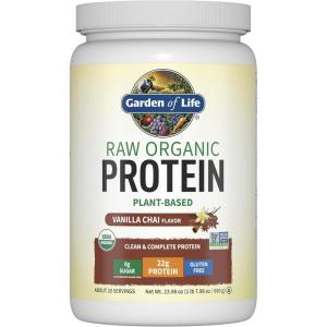 Garden of Life Organic Vegan Protein Powder, Plant Based & BCAAs, Organic Protein Powder with Probiotics & Enzymes, Non-GMO, Gluten-Free Lactose Free, Vanilla Chai, 1.2 LB