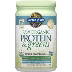 Garden of Life Raw Protein & Greens Vanilla Protein Powder – 20g Plant Based Greens Powder, Probiotics & Enzymes, Post-Workout Recovery, Vegan, Gluten-Free, Non-GMO, 20 Servings(Lightly Sweet)