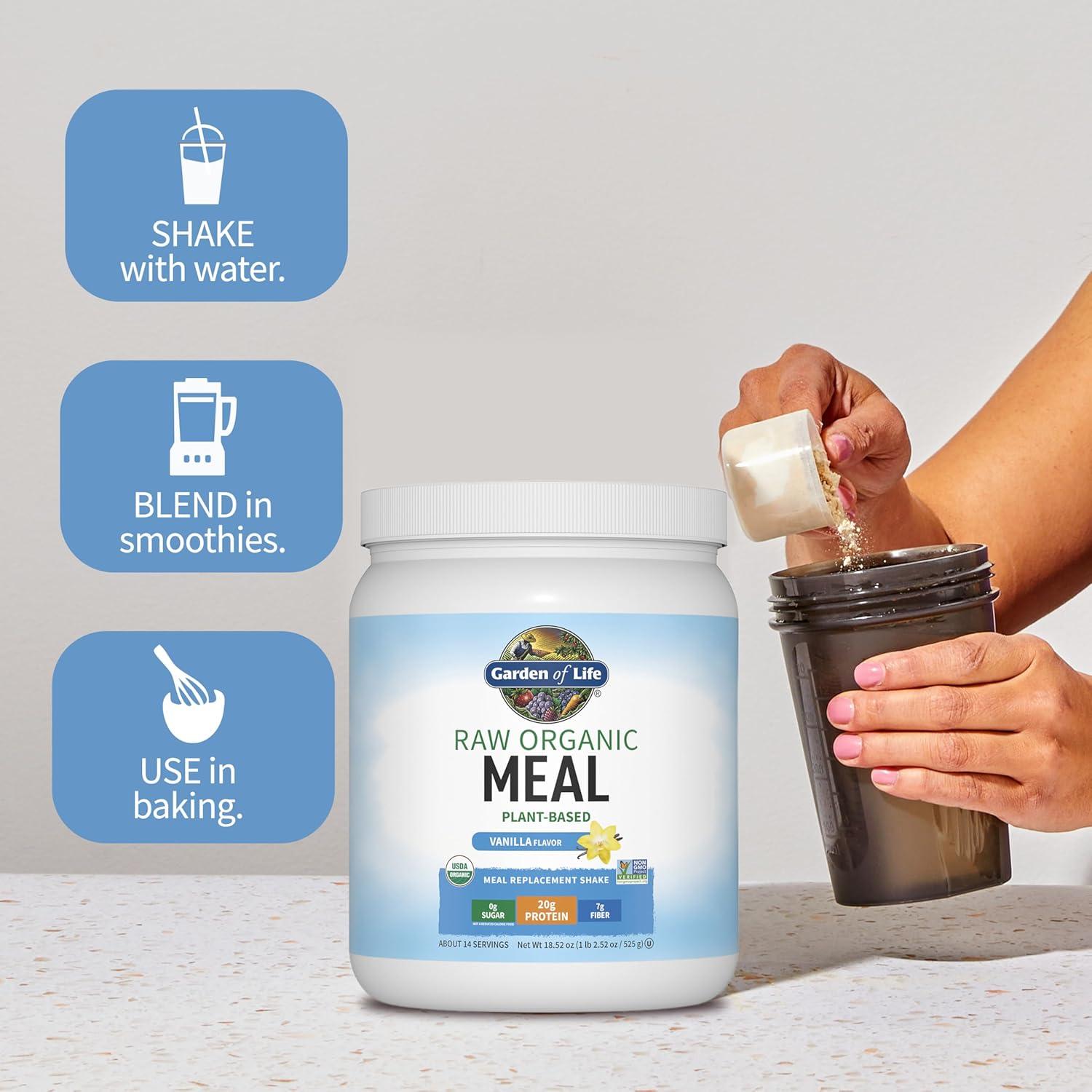 image:imageGarden of Life Meal Replacement Shakes Raw Organic Vanilla Protein Powder with Plant Based Pea Protein Sprouts Greens Probiotics Dairy Free 14 Servings