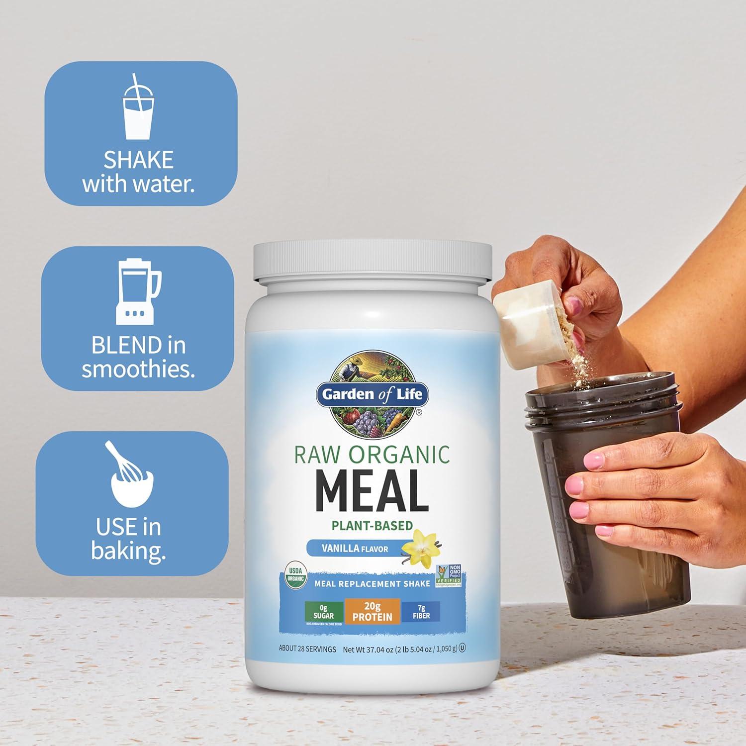 image:imageGarden of Life Meal Replacement Shakes Raw Organic Vanilla Protein Powder with Plant Based Pea Protein Sprouts Greens Probiotics Dairy Free 28 Servings