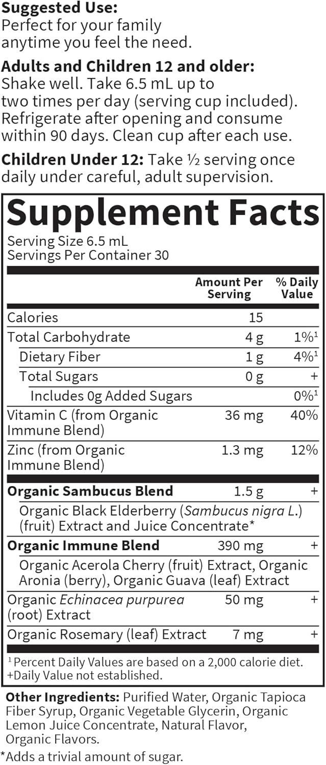 image:imageGarden of Life Organics Plant Based Elderberry Immune Syrup 659 floz 195 mL for Kids amp Adults Sambucus Echinacea Zinc amp Vitamin C 0g Sugar Organic Vegan Gluten Free Herbal Supplement