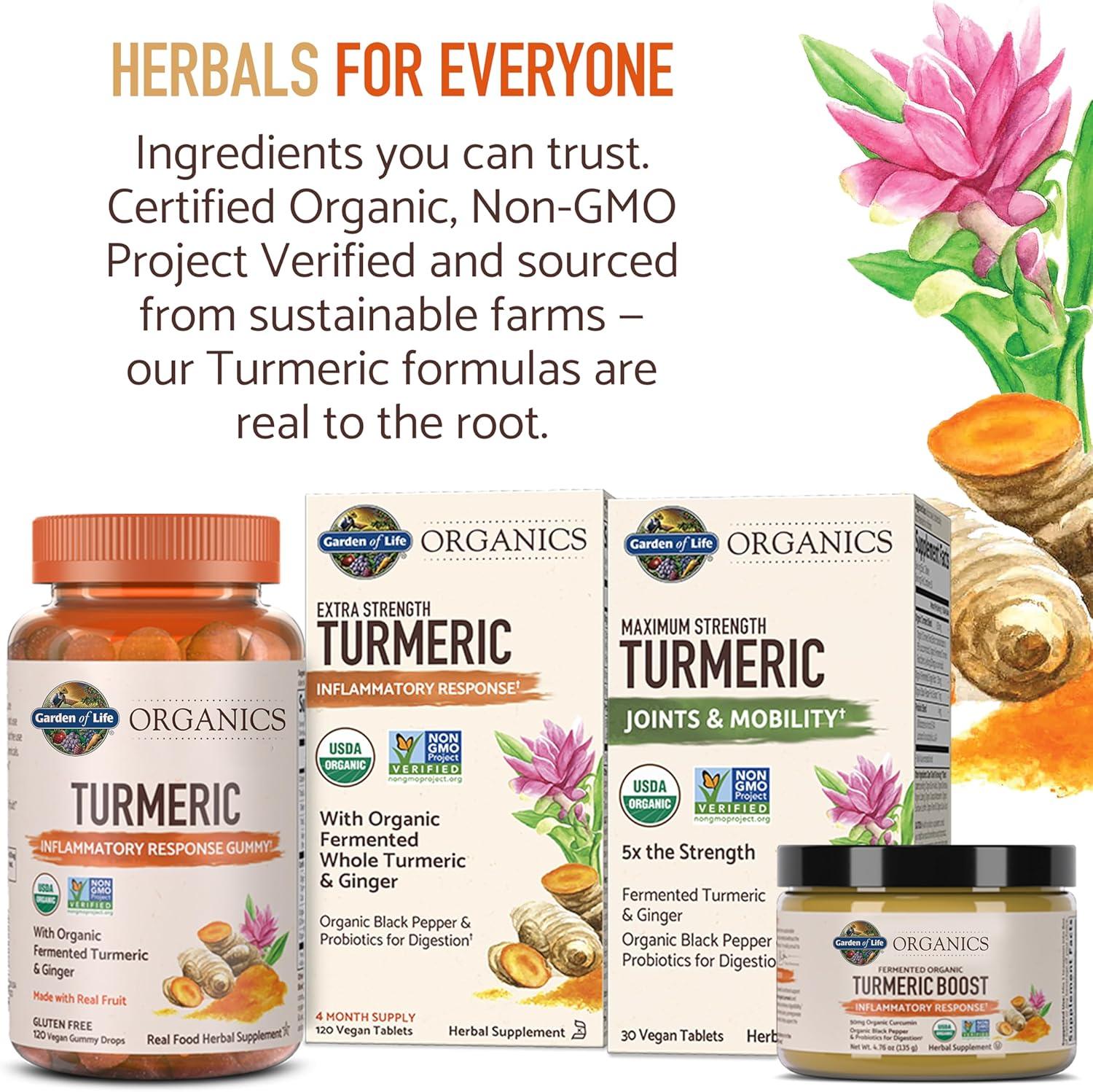 image:imageGarden of Life Organics Turmeric Inflammatory Response Gummy 120 Real Fruit Gummies for Kids amp Adults 50Mg Curcumin 95 Curcuminoids No Added Sugar Organic NonGMO Vegan amp Gluten FreeTurmeric Ginger Cinnamon Black Pepper Fruit