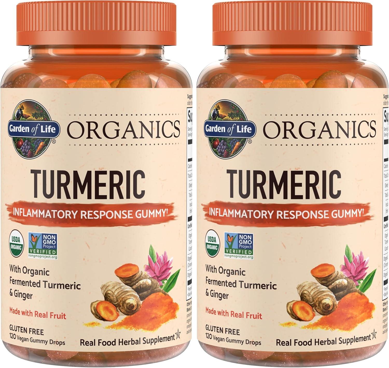 image:imageGarden of Life Organics Turmeric Inflammatory Response Gummy 120 Real Fruit Gummies for Kids amp Adults 50Mg Curcumin 95 Curcuminoids No Added Sugar Organic NonGMO Vegan amp Gluten FreeTurmeric Ginger Cinnamon Black Pepper Fruit