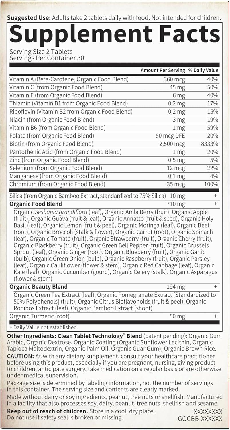 image:imageGarden of Life Organics Vegan Collagen Builder Organic Plant Collagen Beauty Booster Silica amp Biotin for Hair Skin Nails and Joint Support No Added Sugar 60 Tablets