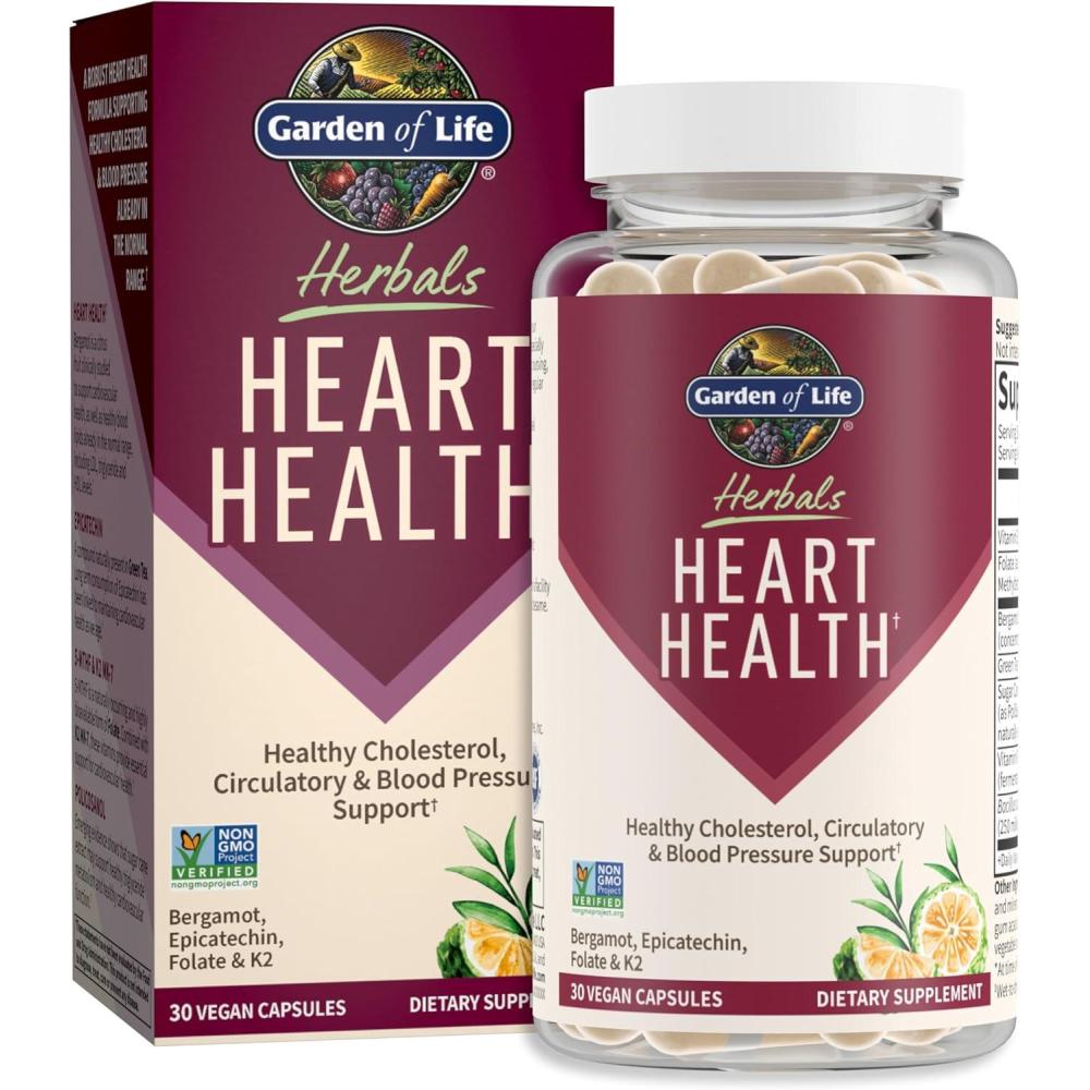 image:imageGarden of Life Herbals Heart Health Supplement with Folate Bergamot Green Tea amp Vitamin E amp K for Cholesterol Circulatory amp Blood Pressure Support NonGMO GlutenFree Citrus Flavor 30 Servings