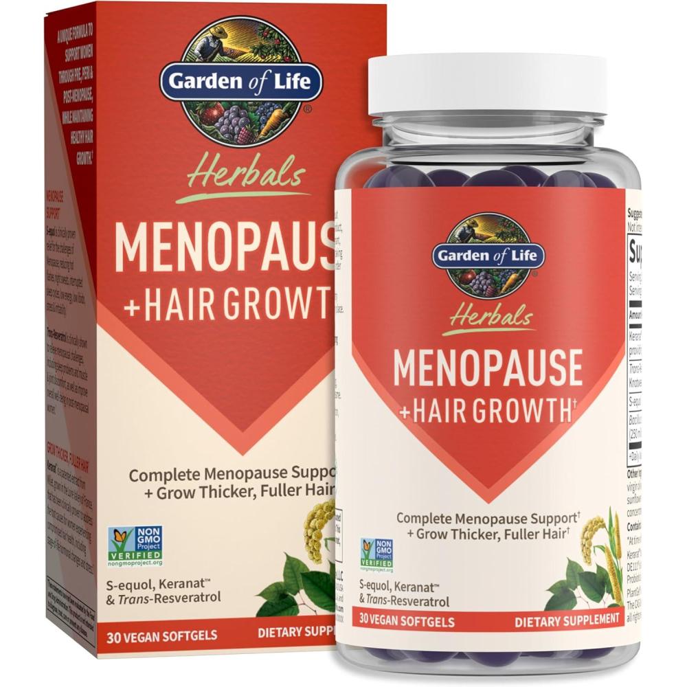 image:imageGarden of Life Herbals Menopause Supplement with Sequol amp TransResveratrol for MultiSymptom Relief Keranat for Thicker Fuller Hair Growth NonGMO GlutenFree Vegan Berry Flavor 30 Servings