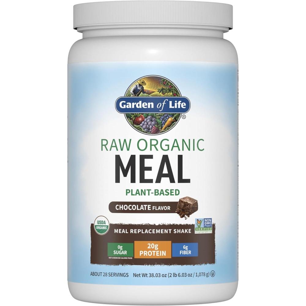 image:imageGarden of Life Meal Replacement Shakes Raw Organic Chocolate Protein Powder with Plant Based Pea Protein Sprouts Greens Probiotics Dairy Free 28 Servings