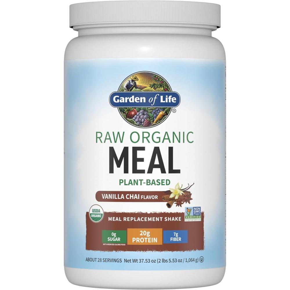 image:imageGarden of Life Meal Replacement Shakes Raw Organic Vanilla Chai Protein Powder with Plant Based Pea Protein Sprouts Greens Probiotics Dairy Free 28 Servings