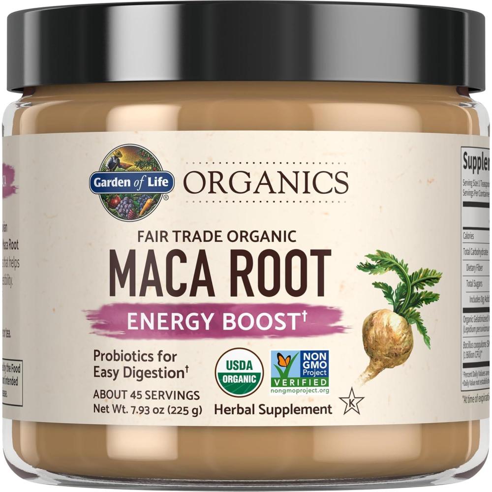 image:imageGarden of Life Organics Fair Trade Gelatinized Peruvian Maca Root Energy Boost 793 oz 225g Powder with Probiotics Certified Organic NonGMO Vegan amp Gluten Free Herbal Supplements