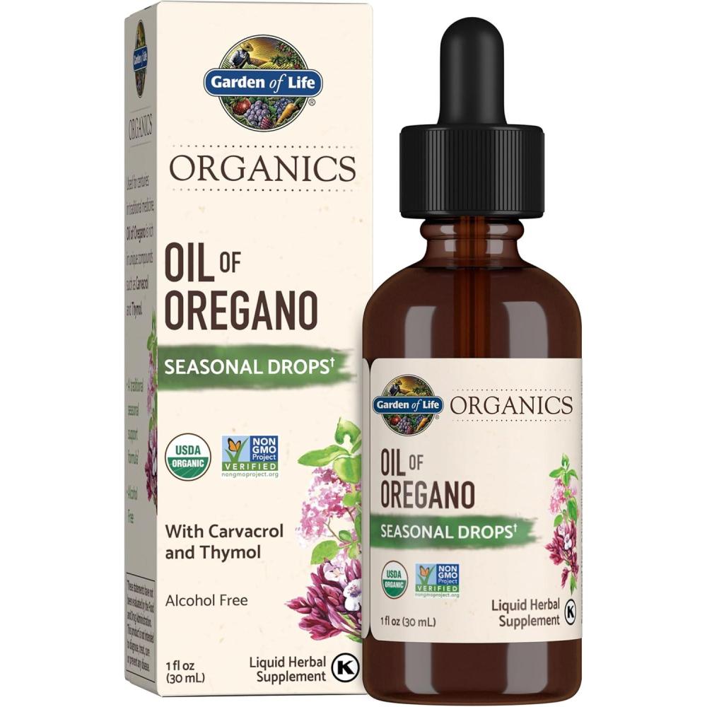 image:imageGarden of Life Organics Oil of Oregano Seasonal Drops 1fl oz 30 mL Liquid Concentrated Plant Based Immune Support AlcoholFree Organic NonGMO Vegan amp Gluten Free Herbal Supplements