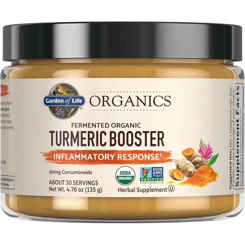 image:imageGarden of Life Organics Turmeric Booster Inflammatory Response Powder  30 Servings 50mg Curcumin 95 Curcuminoids amp Probiotics Organic NonGMO Vegan amp Gluten Free Herbal Supplements