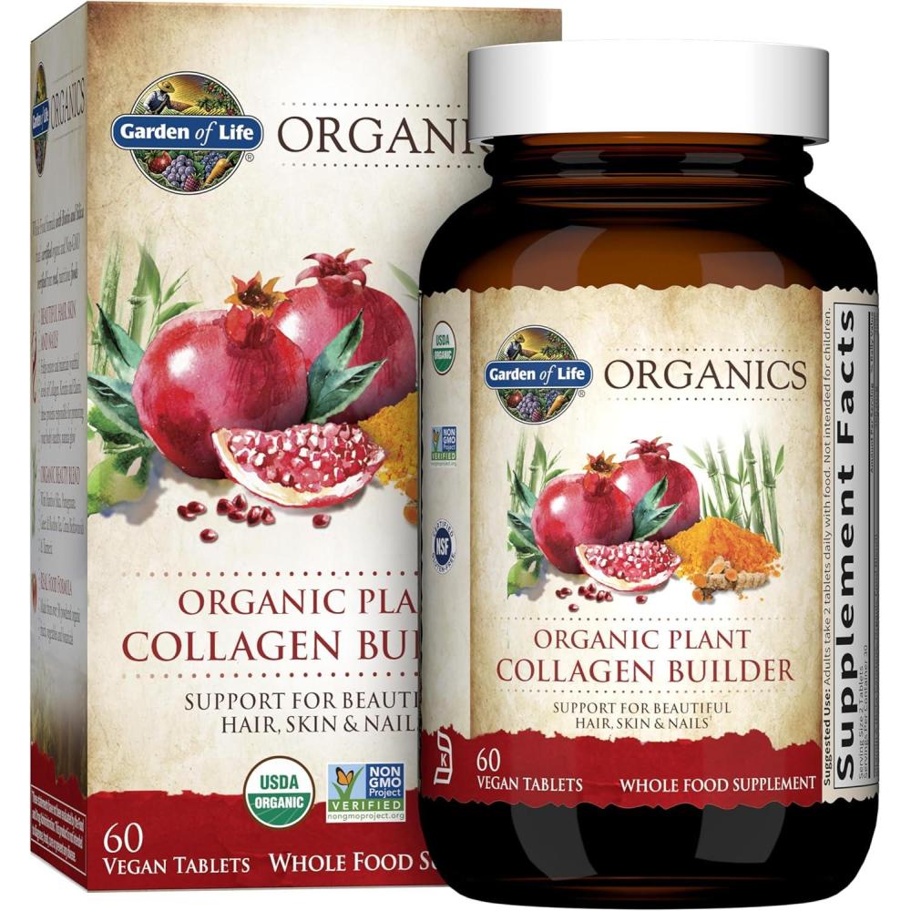 image:imageGarden of Life Organics Vegan Collagen Builder Organic Plant Collagen Beauty Booster Silica amp Biotin for Hair Skin Nails and Joint Support No Added Sugar 60 Tablets