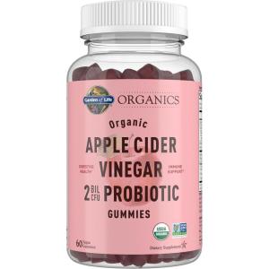 Garden of Life Apple Cider Vinegar Probiotic Gummies USDA Organic ACV Gummy Vitamins, 2 Billion CFUs, Whole Food Vitamin B12-60 Vegan, Non-GMO Gummies for Digestion & Immunity