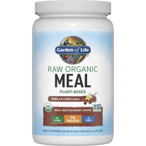 Garden of Life Meal Replacement Shakes, Raw Organic, Vanilla Chai Protein Powder with Plant Based Pea Protein, Sprouts, Greens, Probiotics, Dairy Free 28 Servings