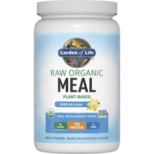 Garden of Life Meal Replacement Shakes, Raw Organic, Vanilla Protein Powder with Plant Based Pea Protein, Sprouts, Greens, Probiotics, Dairy Free 28 Servings