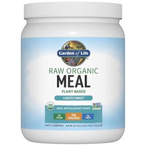 Garden of Life Meal Replacement Shakes, Vegan Protein Powder, Raw Organic Meal, Lightly Sweet Powder with Plant Based Pea Protein, Sprouts, Greens, Probiotics, Dairy Free 14 Servings(Lightly Sweet)