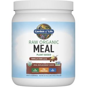 Garden of Life Meal Replacement Shakes, Vegan Protein Powder, Raw Organic Meal, Vanilla Chai Powder with Plant Based Pea Protein, Sprouts, Greens, Probiotics, Dairy Free 14 Servings