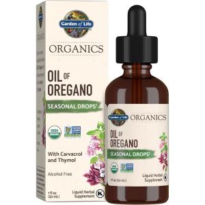 Garden of Life Organics Oil of Oregano Seasonal Drops 1fl oz (30 mL) Liquid, Concentrated Plant Based Immune Support – Alcohol-Free, Organic, Non-GMO, Vegan & Gluten Free Herbal Supplements