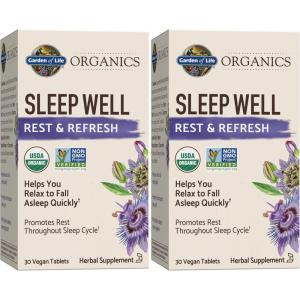 Garden of Life Organics Sleep Well Rest & Refresh Tablets with Lemon Balm, Green Tea Extract, Chamomile & Probiotics – Support for Restful Sleep & Relaxation, Non-GMO, Gluten-Free, Vegan, 30 Tablets(30 Count (Pack of 2))