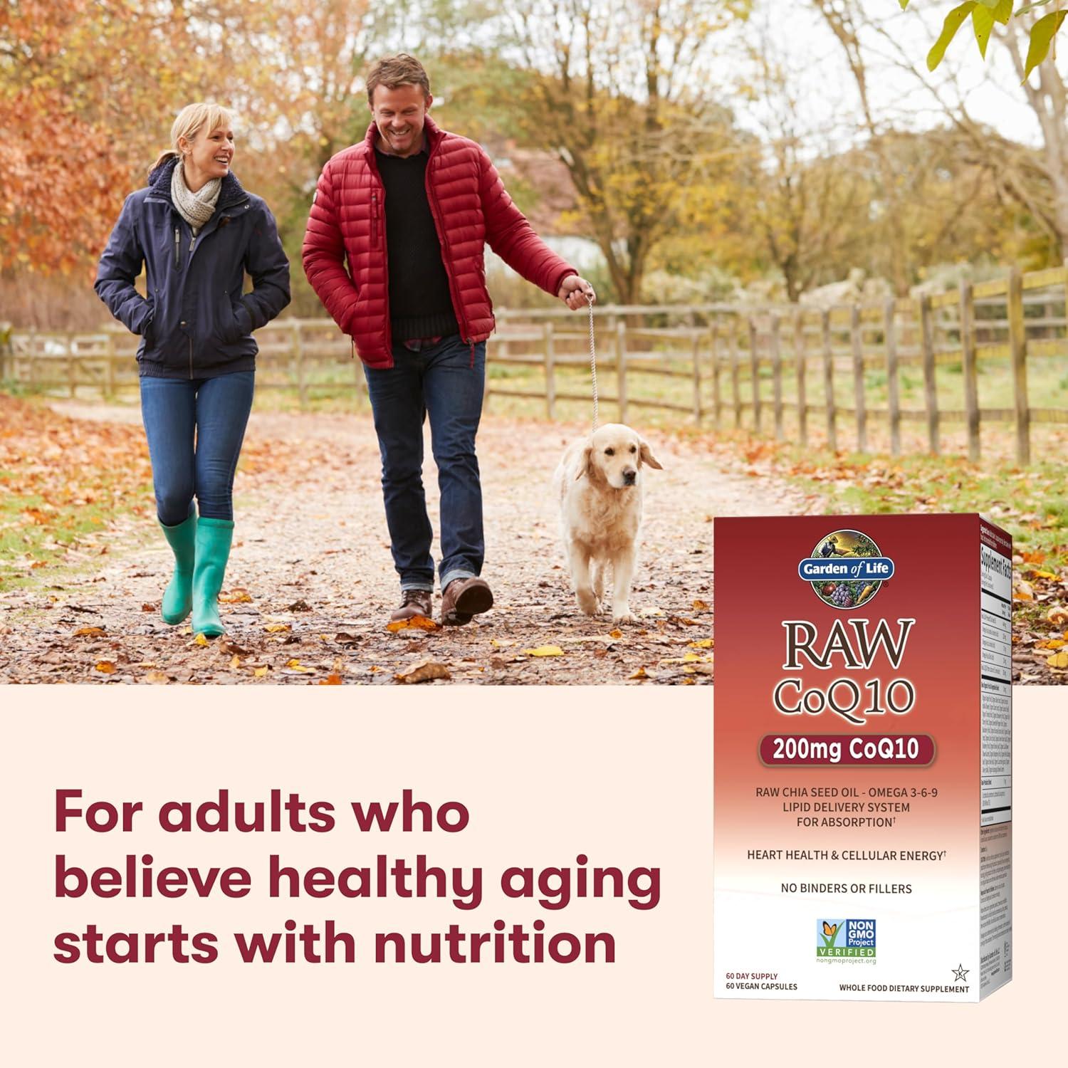 image:imageGarden of Life CoQ10 200mg Vegetarian Omega 3 6 9 Supplement Raw Co Q 10 Chia Seed Oil Whole Food Nutrition with Antioxidant Support Coenzyme q10 Supplement for Heart Health 60 CapsulesUnflavored