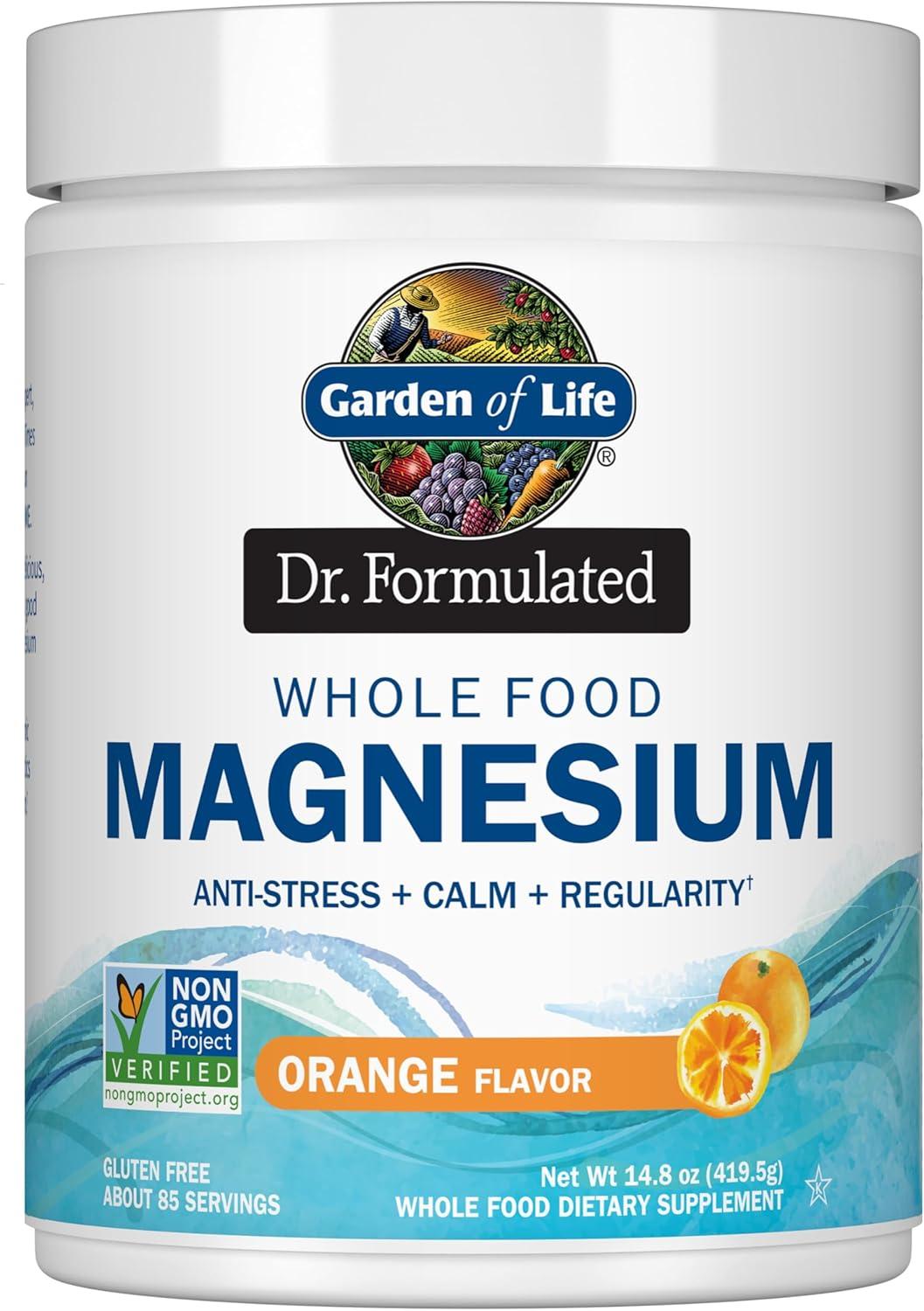 image:imageGarden of Life Dr Formulated Whole Food Magnesium Powder with Probiotics Stress amp Sleep Support NonGMO GlutenFree Vegan Raspberry Lemon Flavor 40 ServingsOrange Powder