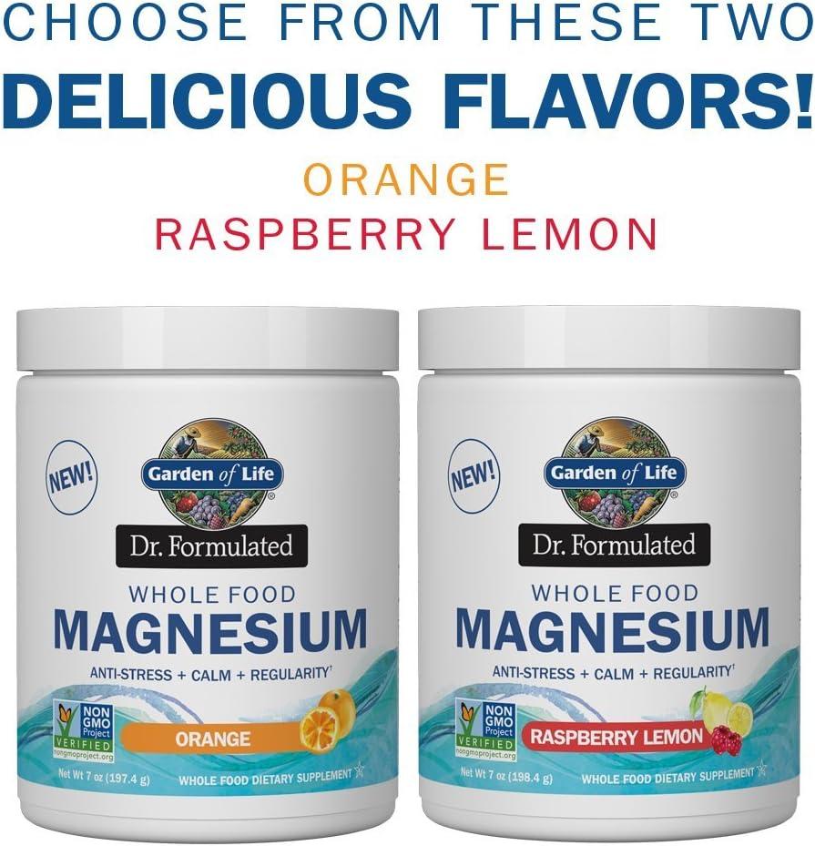 image:imageGarden of Life Dr Formulated Whole Food Magnesium Powder with Probiotics Stress amp Sleep Support NonGMO GlutenFree Vegan Raspberry Lemon Flavor 40 ServingsOrange Powder
