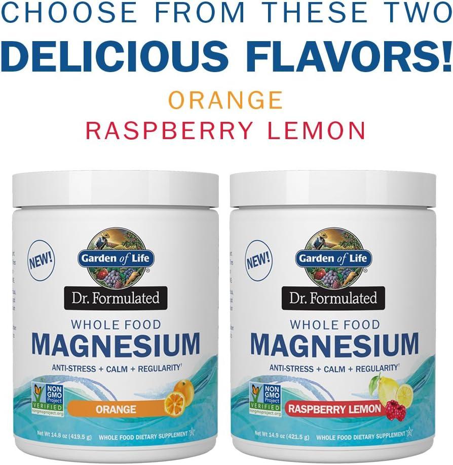 image:imageGarden of Life Dr Formulated Whole Food Magnesium Powder with Probiotics Stress amp Sleep Support NonGMO GlutenFree Vegan Raspberry Lemon Flavor 40 ServingsOrange Powder
