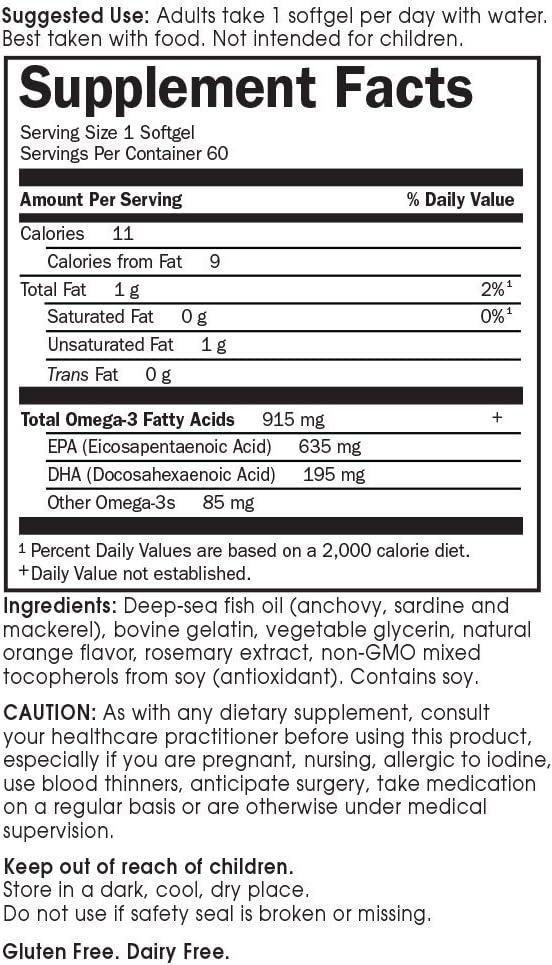 image:imageGarden of Life Fish Oil Omega 3 Cardio Omega3 Fish Oil Supplement for Heart Health 915mg Omega 3 Fatty Acids EPA amp DHA Orange Flavor Two Month Supply Minami Ultimate Supplements 60 Softgels